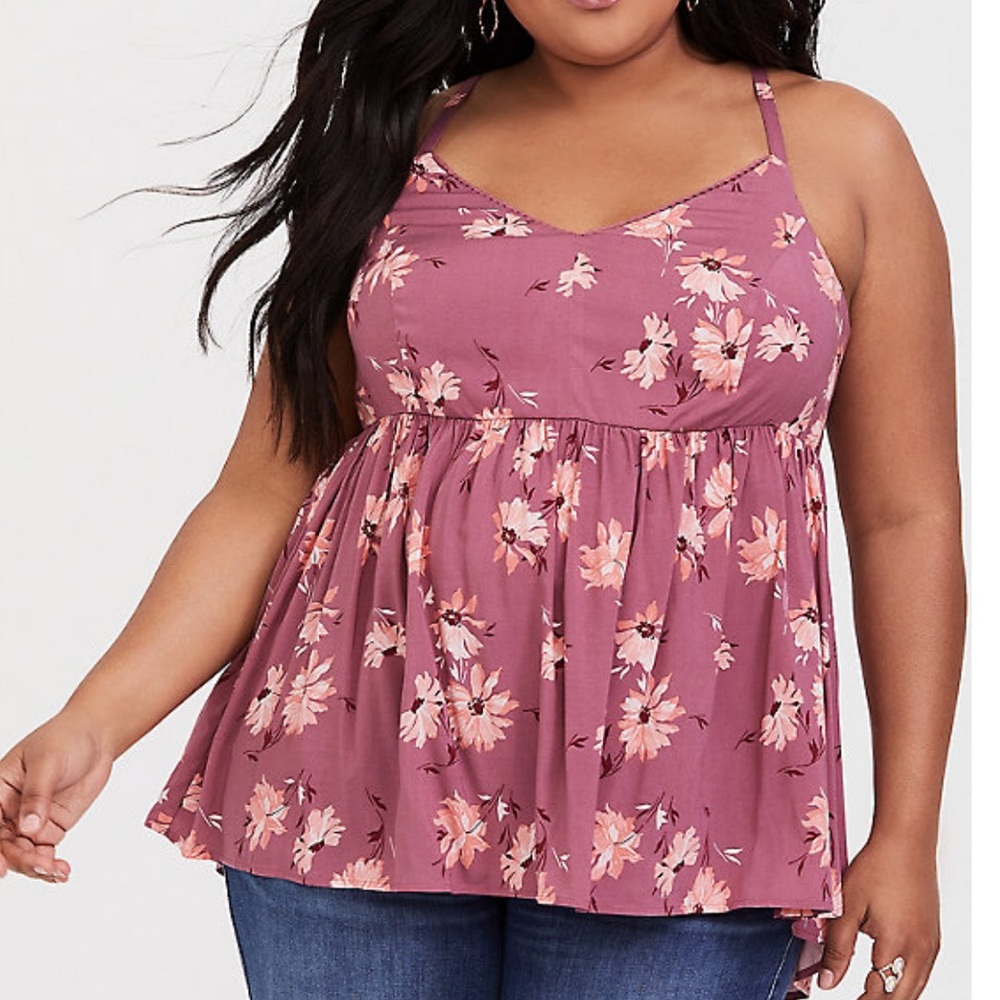 Torrid Pink Floral Babydoll Cami